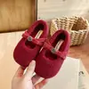 Zapatos de Peluche de Flor Lindos para Niños Otoño e Invierno Estilo Nuevo Pequeño Mediano Grande Zapatos de Algodón para Niños Slip-on Niña Bebé Zapatos Cálidos