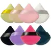 Puff de Polvo Triangular de Fábrica Suede Puff de Polvo Seco Puff de Polvo en Forma de Abanico Esponja de Maquillaje Puff de Polvo En Caja Negro Transfronterizo