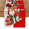 Toalha de Mesa de Natal Transfronteiriça Nova Linho Criativa Estampada Boneco de Neve e Papai Noel Jogo Americano Atmosfera Decorações de Mesa de Natal