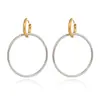Brincos de Argola Grande Bicolor Exagerados em Aço Inoxidável Transfronteiriços com Pingente Ouro 18K High-End Estilo Ins Brincos que Preservam a Cor para Mulheres