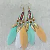 Brincos de Pena Boêmios Europeus e Americanos, Brincos de Franja Estilo Étnico Exagerado Retrô para Feriados, Acessórios de Viagem de Yunnan para Mulheres