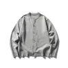 Ru Meng Jaqueta Cardigan Retrô Japonês Tendência Versátil Gola Redonda Masculina Outono Solta Simples Moda para o Trabalho Tricô