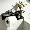 Suporte de Papel Toalha Aroma Preto Fosco Montado na Parede do Banheiro Suporte de Papel Toalha Aroma para Banheiro Multifuncional Prateleira de Armazenamento