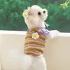 Vestido de Verano Estilo Princesa Pastoral Vacacional Floral de Dos Correas con Capucha para Perros Pequeños Bichón Ropa para Mascotas Perro