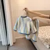 Ropa de Casa Otoño e Invierno para Niños y Niñas, Conjunto de Dos Piezas, Pijama Grueso de Coralina Infantil Moderno con Dibujos Animados