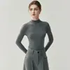 Suéter de Lana de Punto Fino Sin Costuras Calibre 18 Hilo Yangzi Alemán para Mujer, Cuello Semi Alto, Ajustado, Delgado, Suéter de Lana de Punto, Capa Base