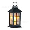 Lámpara de viento para velas con patrón de cruz negra de fábrica, linterna mediana, decoración del hogar, regalos promocionales navideños