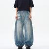 LKTM Hombre# Primavera y Verano Nuevo Jeans Cimitarra Americanos para Hombre Street Retro Lavado Holgado Perfil Pantalones Banana
