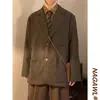Traje de Estilo Callejero Retro Japonés de Primavera y Otoño para Hombres y Mujeres, Estilo Universitario, Blazer de Cuadros Finos Casual Holgado de Nicho, Chaqueta Tendencia