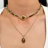 Collar de Piedra Ojo de Tigre Maillard, Cadena para Clavícula Retro Francesa de Lujo Ligero de Nicho, Nueva Cadena para el Cuello de Moda