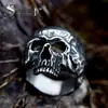 Acero Guerrero nuevo anillo de calavera de acero inoxidable Venta al por mayor Halloween horror Cabeza de Fantasma anillo de acero de titanio para hombre