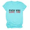 Amazon Casual Estampado Divertido Te Amo Casual Manga Corta Exportación Cómodo Simple Versátil Camiseta de Mujer en Stock