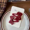 Novo Prendedor de Cabelo Vermelho Doce com Laço Estilo Coreano Conjunto de Presilhas Laterais de Tecido Feitas à Mão para Crianças Meninas