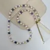 Collar de Perlas Hecho a Mano Moda Bobo Barro de Taro Cadena para Clavícula Lujo Ligero Versátil Cristal Púrpura Collar de Perlas Naturales