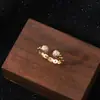 Anillo de Metal con Cabeza de Fósforo Abierta y Circonita, Exquisito y Sencillo, Moderno Diseño de Uñas Redondas, Anillo de Lujo Ligero al por Mayor Transfronterizo para Mujeres
