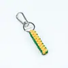 Llavero de Cuerda para Saltar Colorida de 15 cm Anillo Metálico de 3 cm Nudo de Maíz Cuadrado Cuerda Decorativa Tejida a Mano DIY