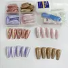 Unhas Postiças Coloridas Sólidas Estilo Gatinho Formato T de Cobertura Total para Usar, Unhas Usáveis Removíveis, 96 Peças