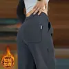 Pantalones casuales de punto grueso con felpa para hombre, holgados, pierna ancha, pierna recta, pants de chándal, nuevo estilo otoño e invierno, pantalones cargo gris oscuro para hombre