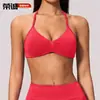 Novo sutiã esportivo de yoga dfyne para mulheres, top de yoga sem costura de secagem rápida, estilo europeu e americano com gola halter e costas e alças bonitas