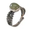 Anéis Elegantes Estilo Chinês Atacado, Padrão de Grama Tang Hueco Forma de Ovo Borda de Pedra Oval Anéis Vintage Femininos Fornecimento