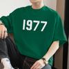 Camiseta de algodón pesado de 260g de manga corta para hombre, top de cuello redondo, ropa de verano de media manga, camiseta de algodón estampada de marca de moda americana