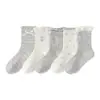 Calcetines Transfronterizos para Niñas 2026, Clase A, Estilo Delgado Primavera y Verano, Transpirables, Absorbentes de Sudor, Moño Gris, Calcetines Infantiles Sin Costuras