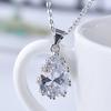 Colgante de circonita de color en forma de pera con forma de gota de diamante, joyería de moda europea y americana, collar de clavícula de compromiso simple para mujer