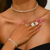 Europa e Estados Unidos transfronteiriços brincos anel de diamante completo anel de alta moda zircônia colar pulseira conjunto joias por atacado novo