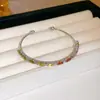 Pulseira Redonda de Aço Titânio Totalmente Cravejada em Diamante Estilo Francês, Pulseira Simples e Fashion de Luxo Leve, Senso de Design, Joia Versátil e Única para Públicos de Nicho