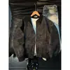 Chaqueta retro de solapa estilo granero de la alta calle americana para hombre, nueva primavera y otoño, abrigo de cuero con cremallera y retazos de corte holgado