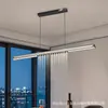 Luminária pendente linear minimalista para restaurante, luz LED moderna e simples para balcão de bar, mesa de jantar, luxo discreto sem luz principal, sala de chá nórdica, escritório