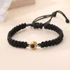 Pulsera Tejida Negra Estilo Étnico Transfronteriza con Proyección de 100 Idiomas en Acero Inoxidable para Mujer, Minimalista de Nicho al por Mayor