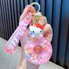 Nuevo llavero de Sanrio con forma de donut de aceite, llavero con colgante de botella de arena movediza Kulomi, pequeños regalos al por mayor