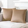 Fundas de cojín para sofá de tela modernas minimalistas hechas a medida, un producto popular transfronterizo, con fundas de cojín decorativo de terciopelo de color liso (relleno no incluido)