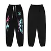 Exportación Transfronteriza Nueva Marca de Moda Europea y Americana Hellstar Hellstar Pantalones Casuales Lavados en Negro con Estampado y Desgastados para Hombre