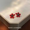 Brincos de Natal Little Red Flower 2024 Novo Outono e Inverno Design Elegante Nicho Moda Retro Brincos Simples Combinados