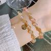 Pulseira de Pérolas Retrô Estilo Coreano ins Nicho High-end Pulseira Prata Quebrada Cordão de Mão de Casal Joia de Mão Fofa de Luxo Leve