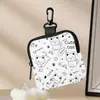 Monedero con Estampado de Gato Lindo, Bolso de Almacenamiento Impermeable de Cuero Artificial con Cremallera, Estuche Multifuncional Mini para Auriculares