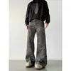 Comercio exterior transfronterizo jeans retro americano con orejas de gato para hombre, marca de moda, pantalones curvos lavados elegantes, pantalones de pierna recta ligeramente acampanados