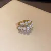 Anel Aberto de Renda Redondo Zircônia Super Brilhante Design Moderno Índice Dedo Anel Joia de Mão Feminina Toque de Luxo Leve