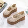 Mocassins Plataforma Tendência com Laço e Decoração de Pérolas para Mulheres, Novo Estilo Verão 2026 Sapatos de Couro