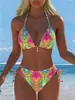 Bikini de Baño Sexy de Moda de Tres Puntos de Color Puro Estilo Europeo y Americano Nuevo Verano 2027 para Mujer