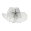 Sombrero de Moda de Lujo para Mujer Más Vendido Transfronterizo Sombrero de Mezclilla con Borlas para el Día de la Independencia Sombrero con Estrella de Cinco Puntas Incrustada de Diamantes