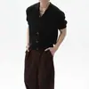 Cárdigan de punto de manga corta abotonado con cuello solapa estilo retro americano, holgado y versátil, simple y casual para ir al trabajo en verano