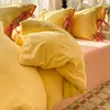 Ins simples A-line cadarço laço dupla camada gaze conjunto de quatro peças lençol lençol com elástico estilo dormitório algodão puro roupa de cama conjunto de três peças