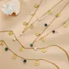 Juego de Collar y Pulsera con Colgante de Crisantemo Pequeño de Acero Inoxidable, Joyería Multiaccesorios DIY con Cuentas de Resina y Piedra Natural Personalizada