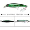Señuelo Minnow de Hundimiento Lento 9cm/6.8g Anzuelo Triple con Pluma Señuelo Biónico 10 Colores Plástico Señuelo Duro Venta al por Mayor Transfronterizo