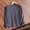 Suéter de Cachemir Cepillado Nublado Gang Mi Apparel para Mujer de Manga Larga Cepillada Pelo Largo Holgado Cuello Redondo Versátil Tejido
