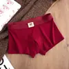 Calzoncillos tipo bóxer de algodón a rayas rojas para hombre, transpirables y cómodos, para el Año del Caballo, adecuados para bodas