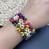 Pulsera bohemia vintage de hilo elástico con cuentas de madera, pulsera tejida a mano de estilo étnico popular transfronterizo